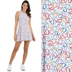 IBKUL Amara Print Tennis Dress Medium UPF 50+ Sleeveless Athletic Golf Dress